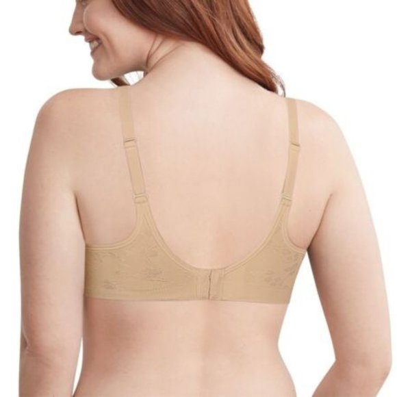 NWT BALI COMFORT REVOULTION JACQUARD T-SHIRT BRA BLACK FLORAL 2XL - Picture 2 of 6